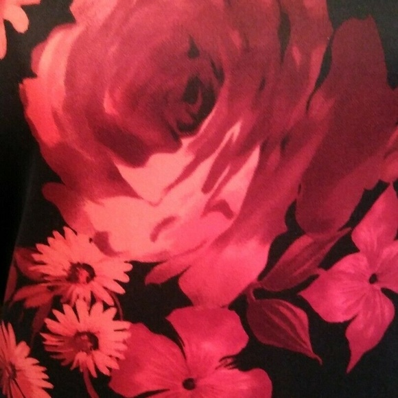 Connected Apparel Black and Red Floral Dress - Picture 4 of 7